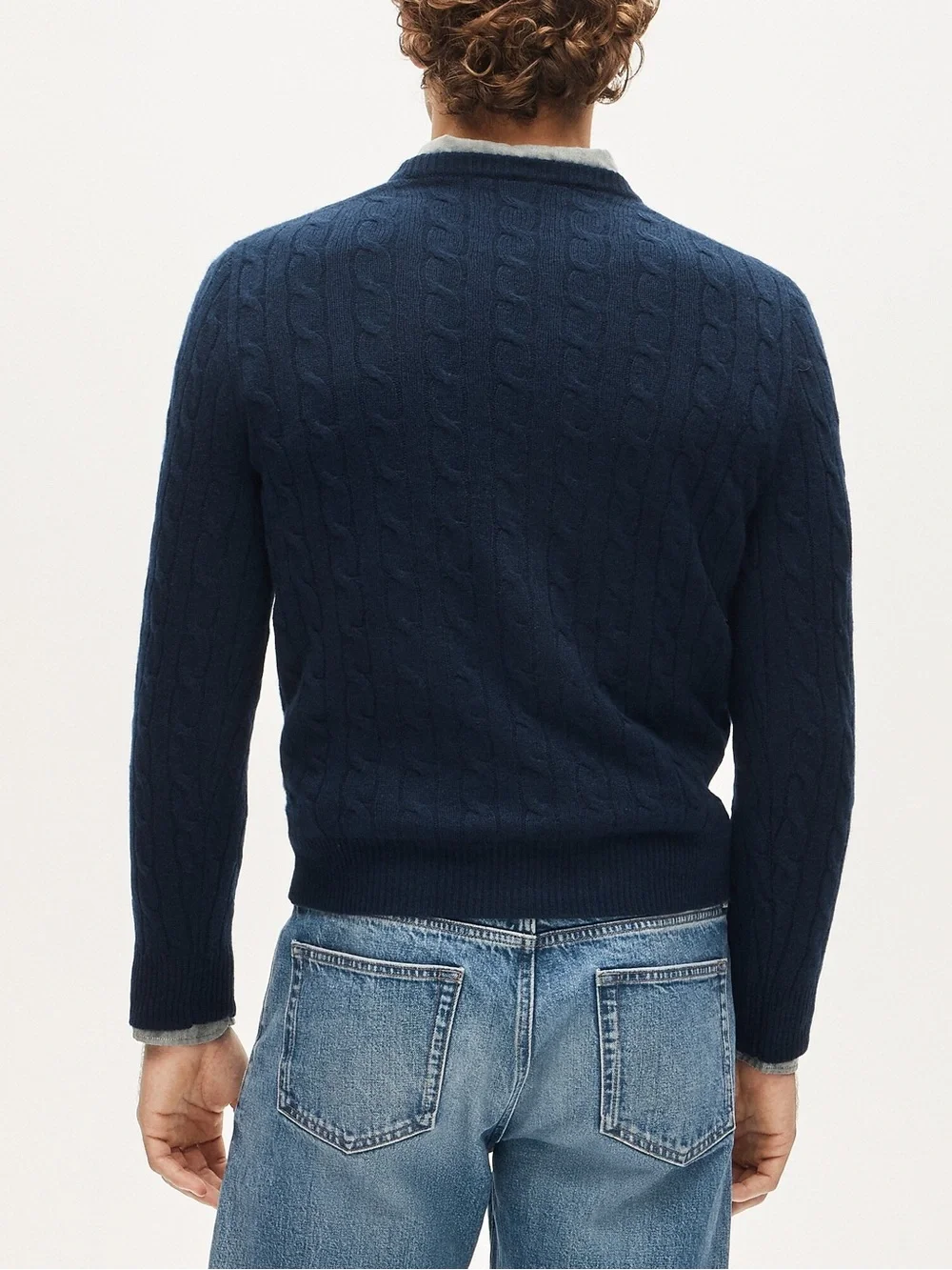 J. CREW Cashmere cable-knit sweater in Navy Size M $298 AZ972 - Picture 3 of 9